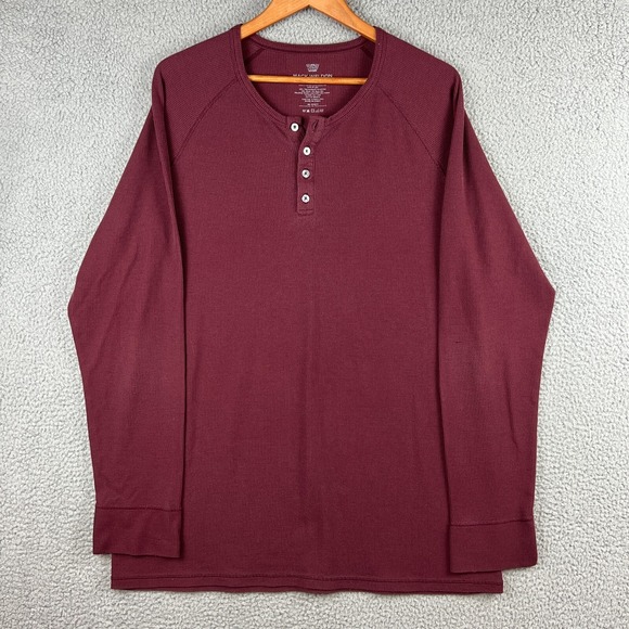 Mack Weldon Other - Mack Weldon Thermal Henley‎ Shirt Mens XXL Red Long Sleeve Wool Blend Casual